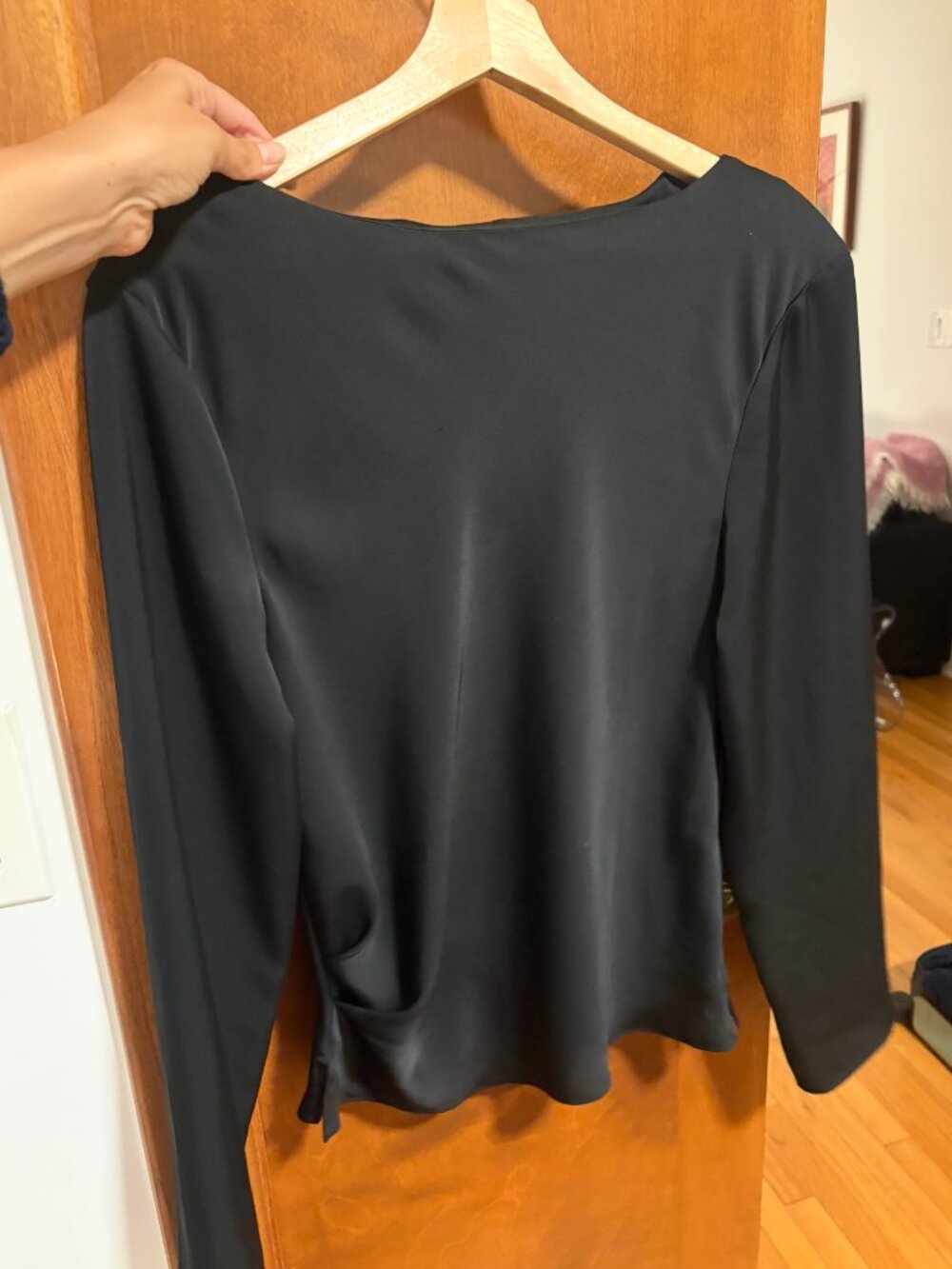 Aritzia - Babton - Silk Black Boat Neck Blouse - Size M